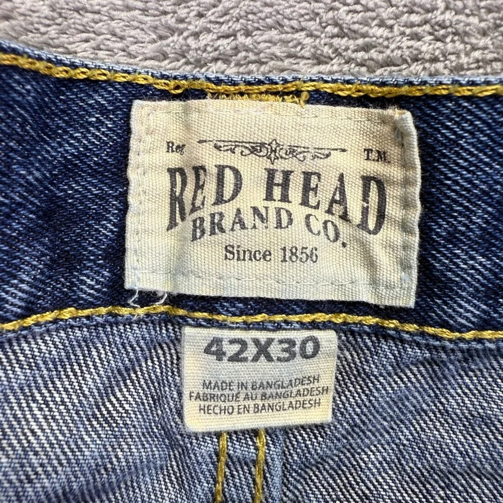 Red Head Brand Co Mens Jeans 42x30‎ Dark Wash Straight Fit Denim Pants